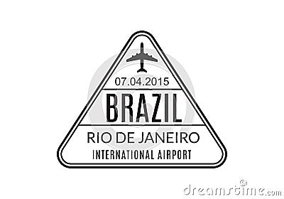 Brazil Passport stamp. Visa stamp for travel. Rio De Janeiro international airport sign. Immigration, arrival and departure symbol Vector Illustration